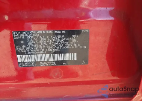 2010 Toyota Rav4 from USA, damaged, VIN 2T3ZF4DV9AW038648